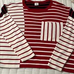 CAbi Black and Red Striped Top